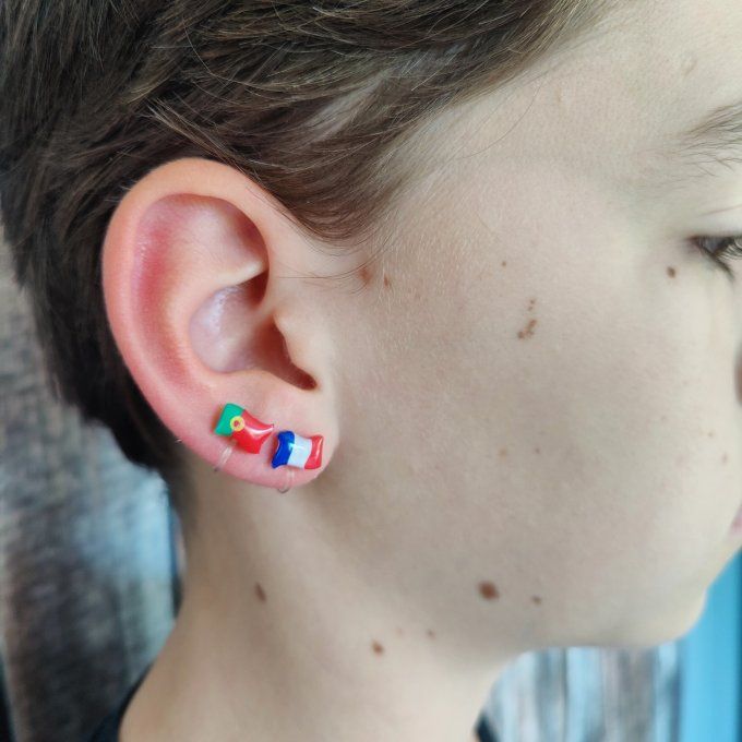 Boucles d'oreilles avec ou sans perçage drapeaux, pays au choix