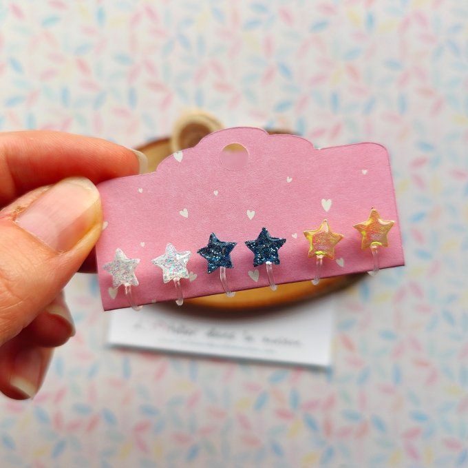Les petits clips étoiles, boucles d'oreilles sans perçage 