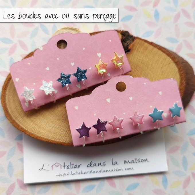Les petits clips étoiles, boucles d'oreilles sans perçage