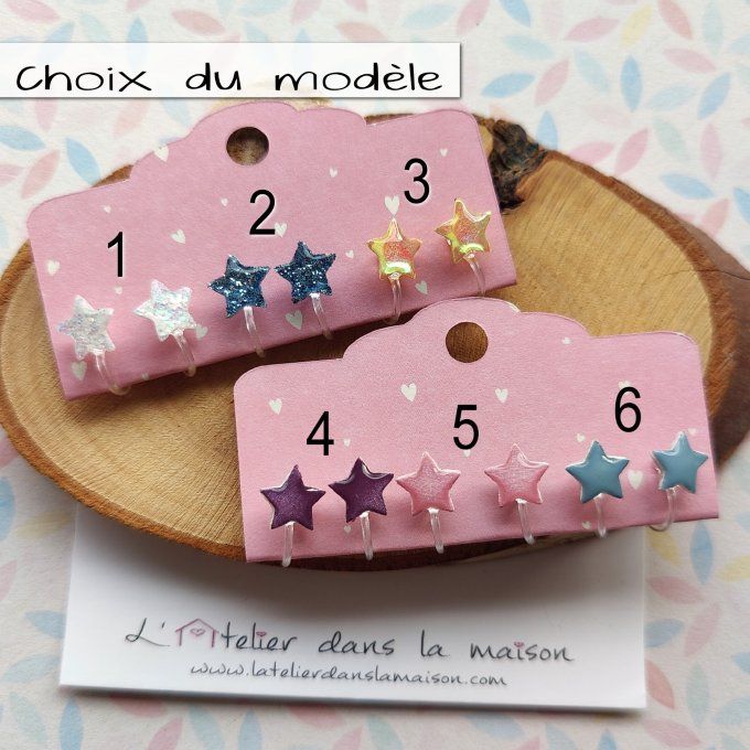 Les petits clips étoiles, boucles d'oreilles sans perçage 
