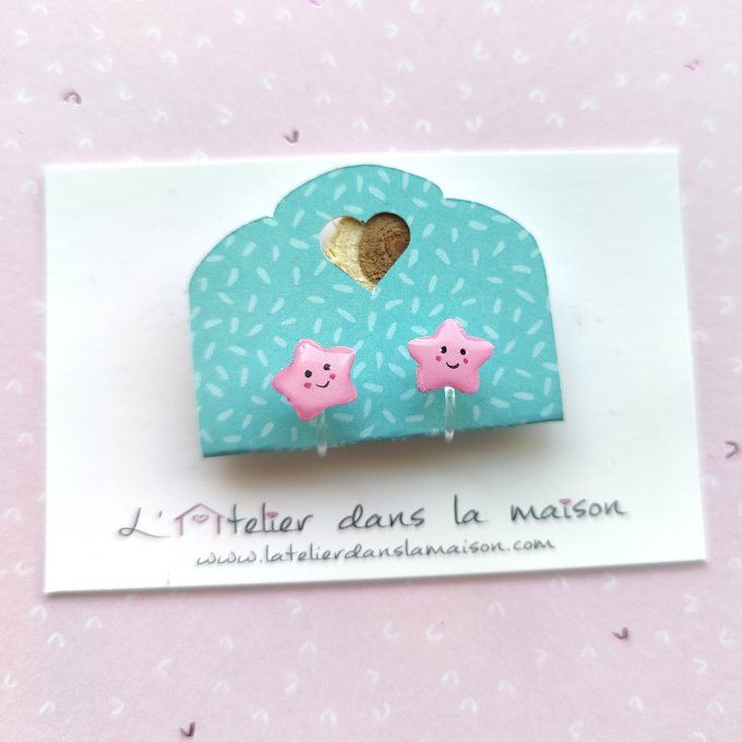 Boucles d'oreilles sans perçage étoiles roses