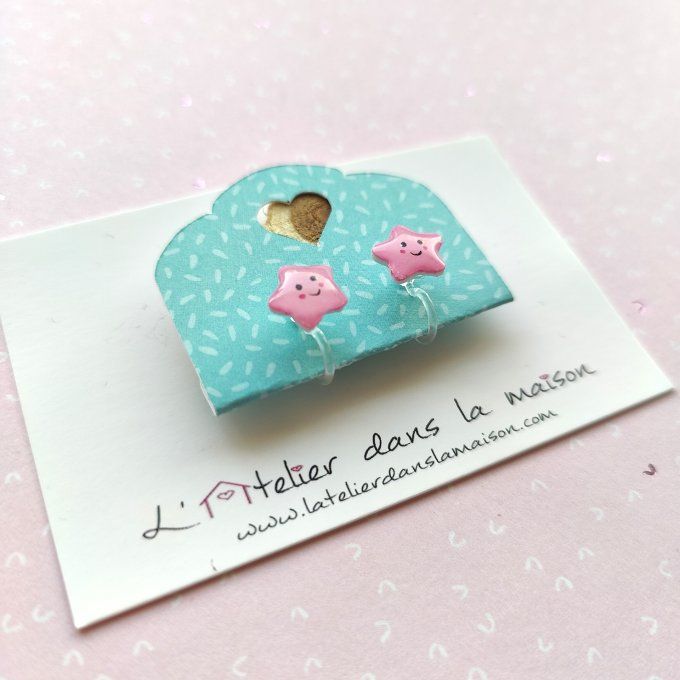 Boucles d'oreilles sans perçage étoiles roses