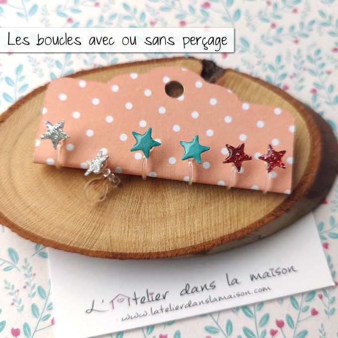 boucles sans trous étoiles argentées