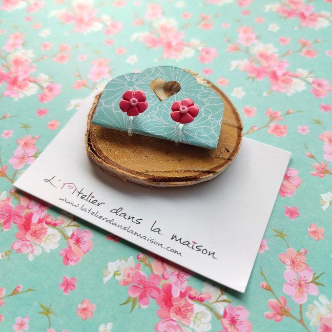Boucles d'oreilles sans perçage fleurs rose saumon