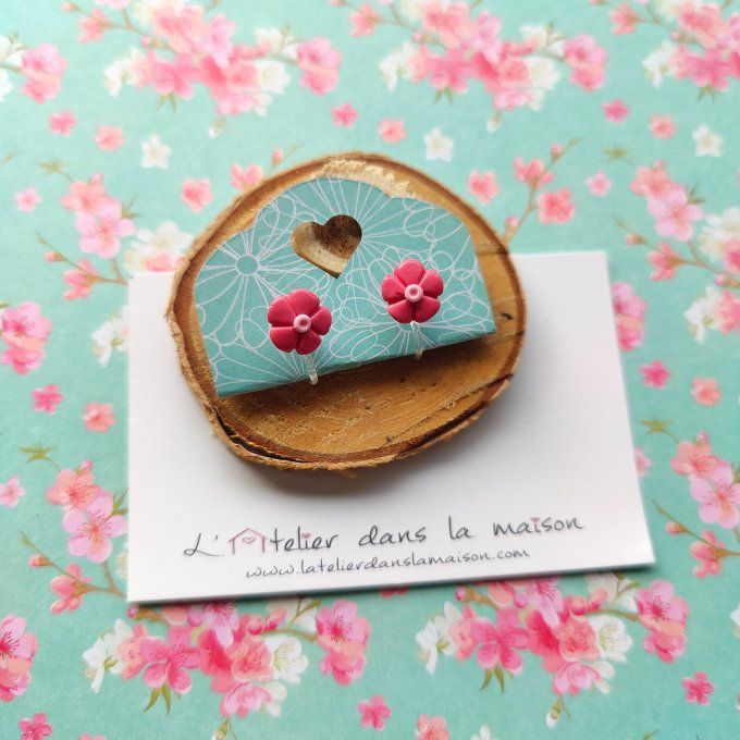 Boucles d'oreilles sans perçage fleurs rose saumon