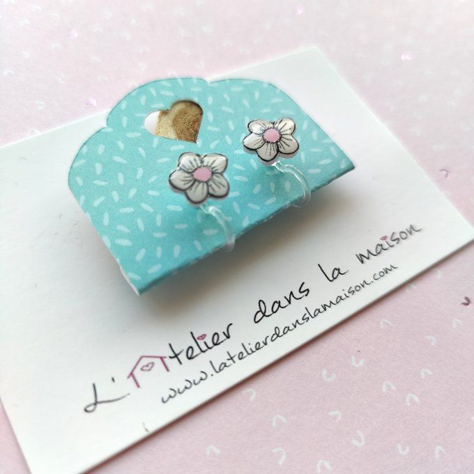 Boucles d'oreilles sans perçage fleurs roses