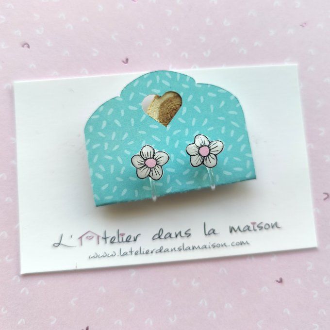 Boucles d'oreilles sans perçage fleurs roses