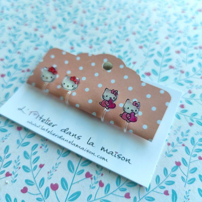 boucles sans perçage inspiration hello kitty pour enfants
