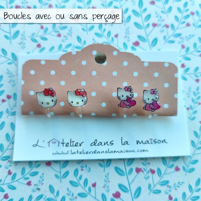 boucles sans perçage inspiration hello kitty