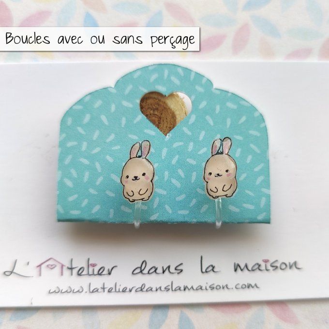 Boucles d'oreilles sans perçage lapin léger défaut