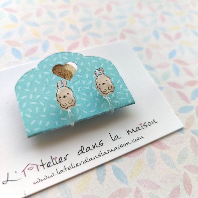 Boucles d'oreilles sans perçage lapin léger défaut