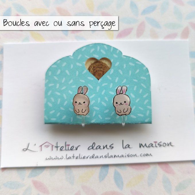 Boucles d'oreilles sans perçage lapin léger défaut