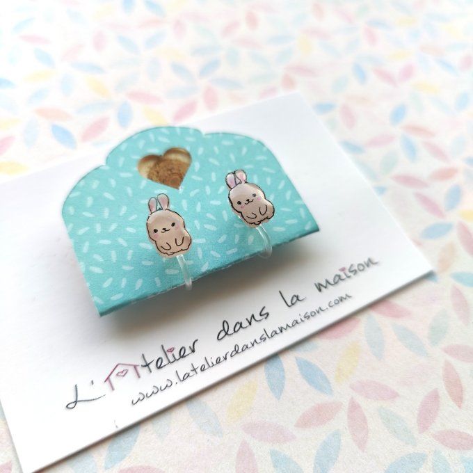 Boucles d'oreilles sans perçage lapin léger défaut