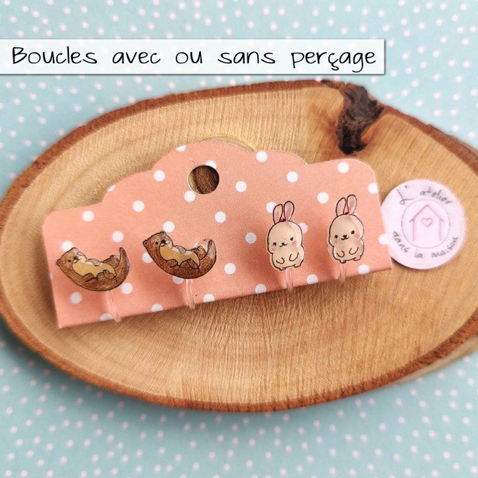 boucles sans perçage loutre ou lapin enfant