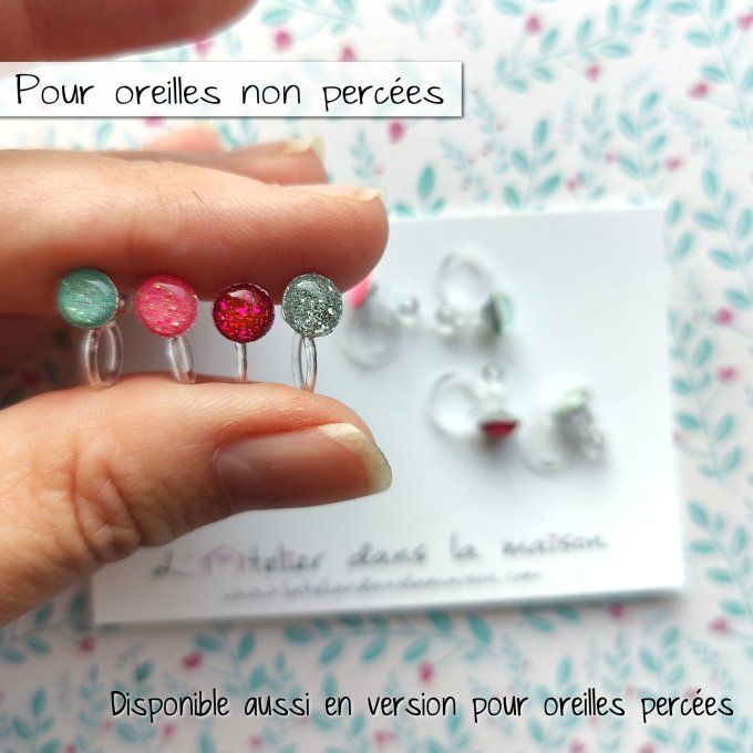 mini clip enfant oreilles non percées paillette