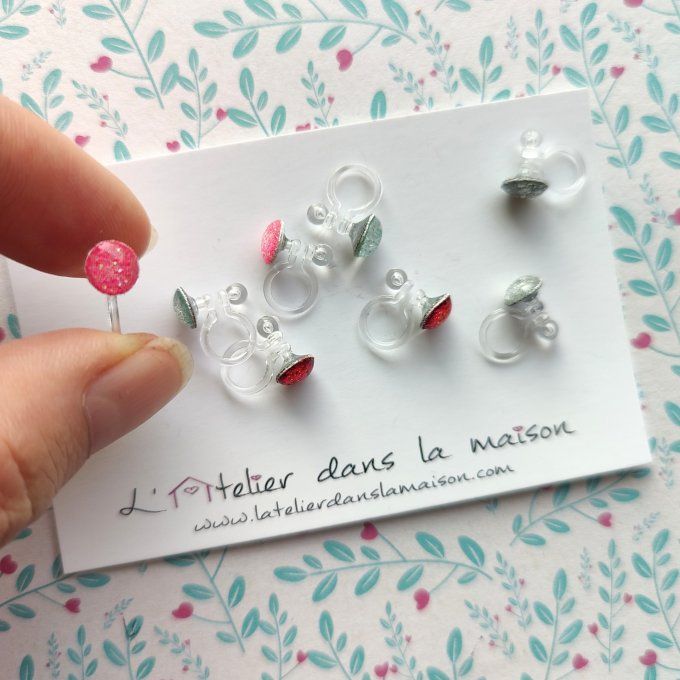 mini clip enfant oreilles non percées paillette sans trous