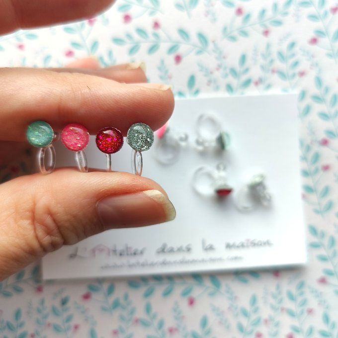 mini clip enfant oreilles non percées paillette