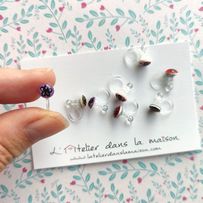mini clip fleur enfant pour oreilles non percées