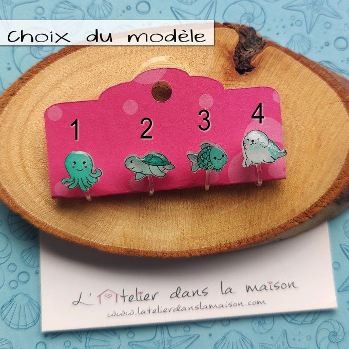choix boucles sans trous phoque, tortue, poisson, pieuvre