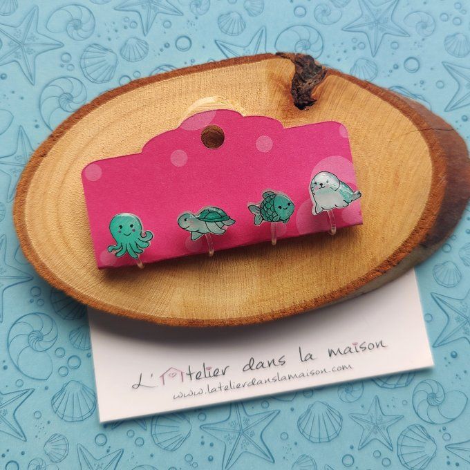 Boucle d'oreilles avec ou sans perçage animaux marins