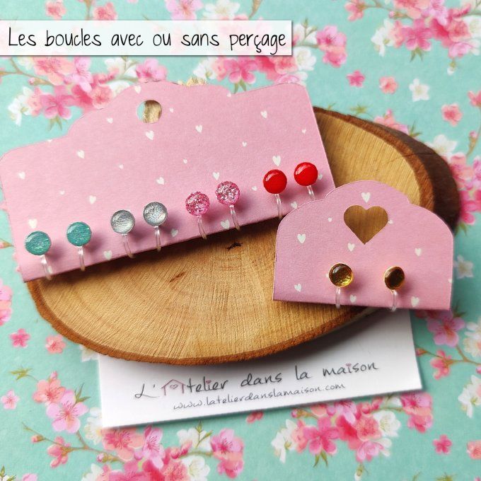 Les mini clips ronds, boucles d'oreilles avec ou sans perçage