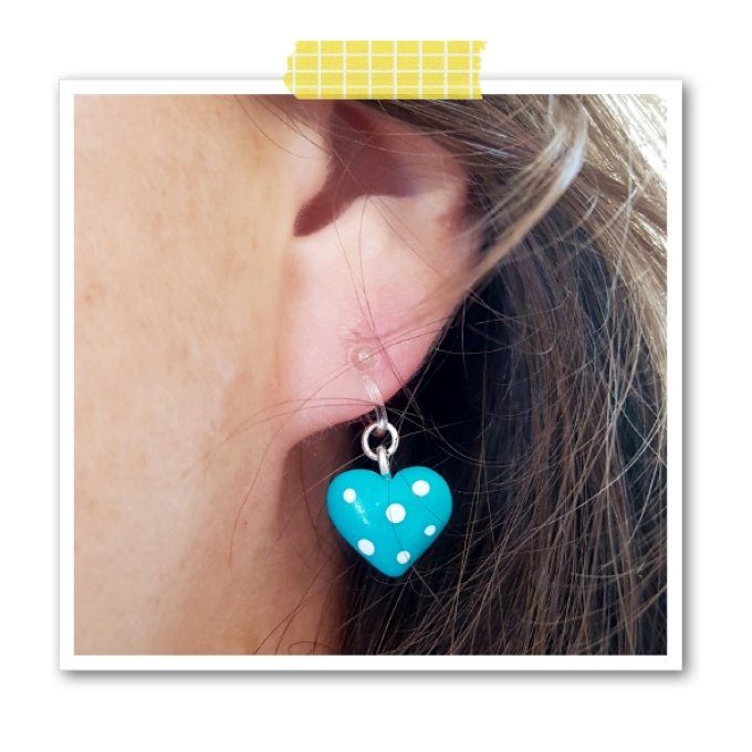 Boucles d'oreilles sans perçage coeurs blancs ou noirs