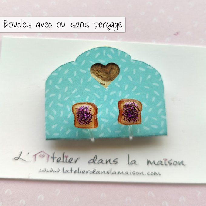 Boucles d'oreilles sans perçage tartine paillette