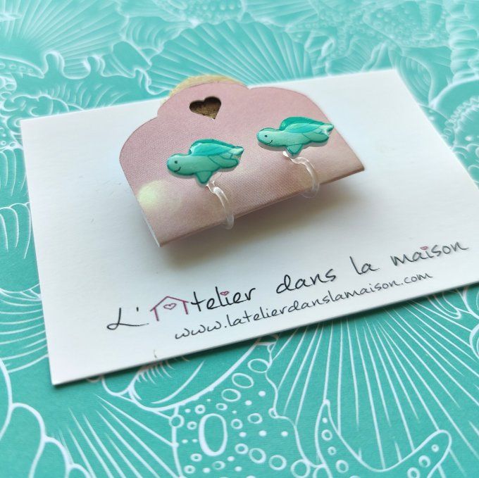 Boucles d'oreilles sans perçage tortues turquoises