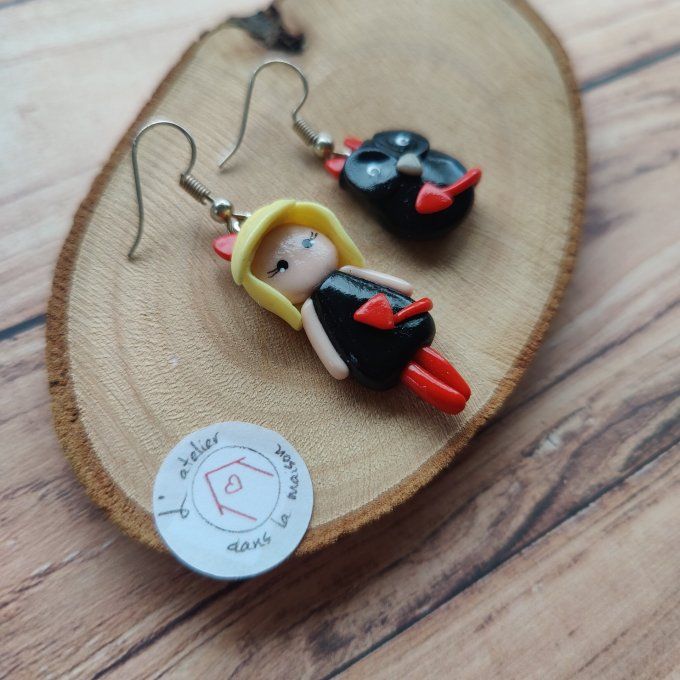 Boucles d'oreilles diablesse et hibou