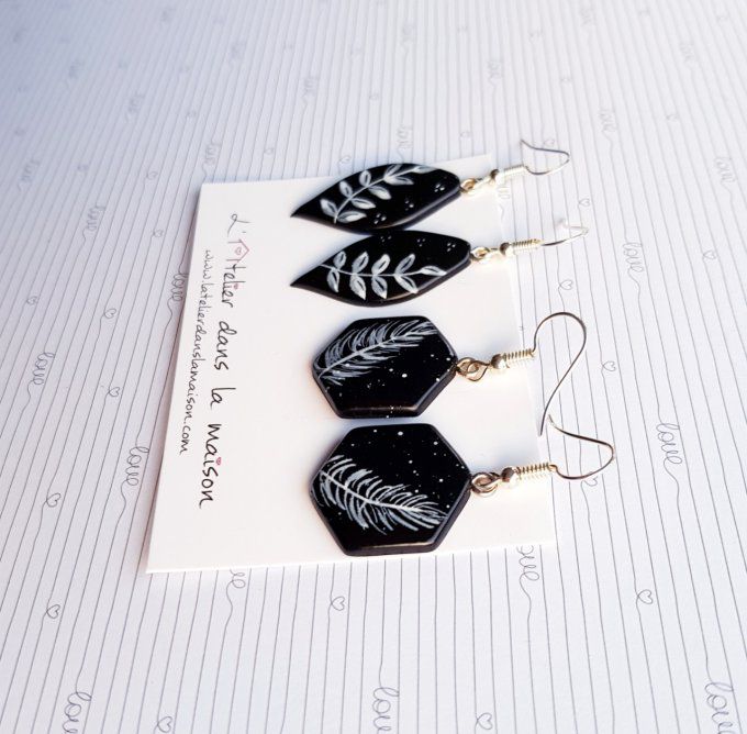 boucles d'oreilles fait main noires