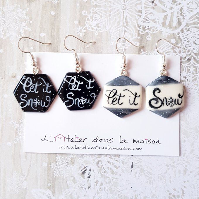 Boucles d'oreilles aquarelle let it snow