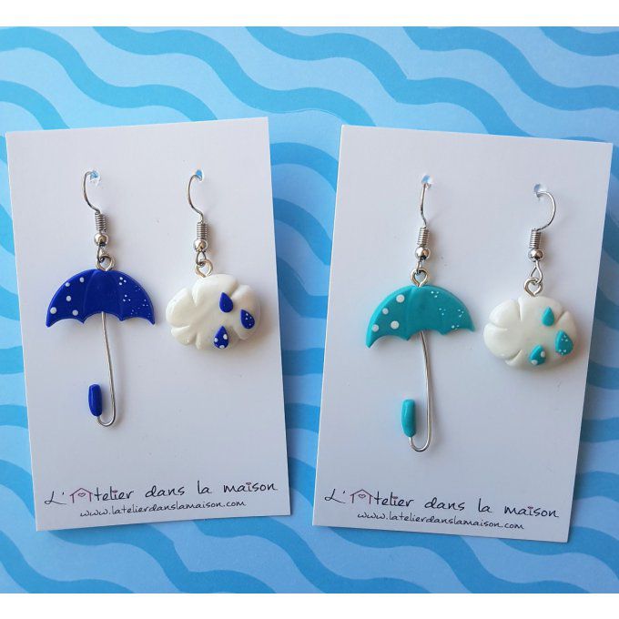 boucles d'oreilles parapluies et nuages sans allergies