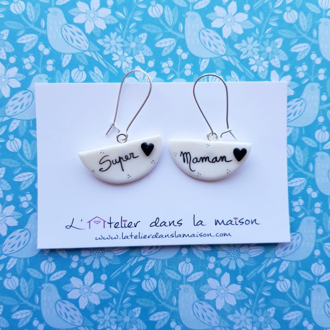 Boucles d'oreilles Super Maman