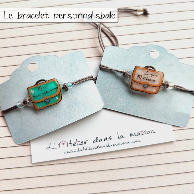 bracelet cartable maitresse personnalisable