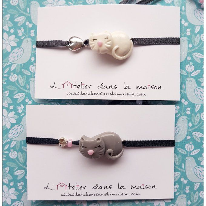 bracelet chat blanc ou gris