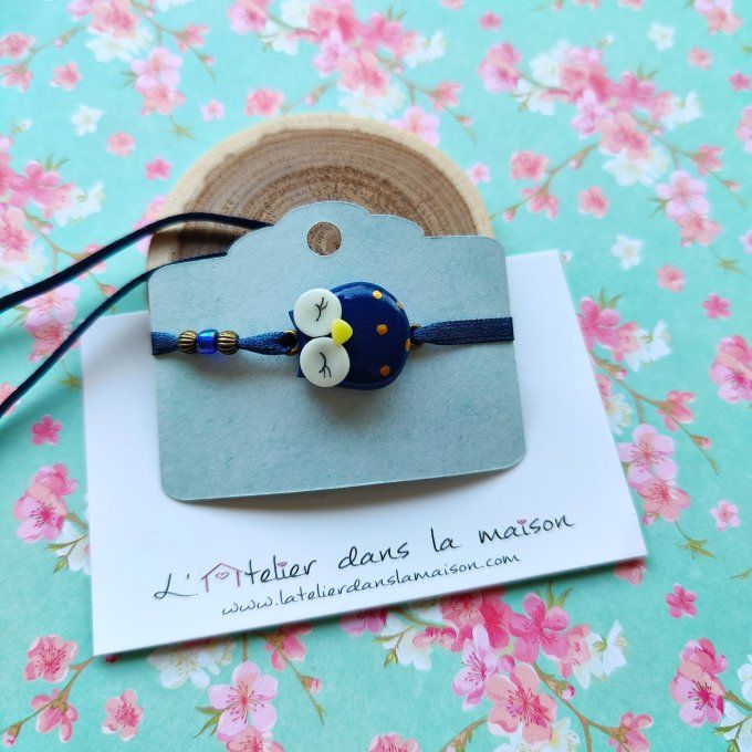 Bracelet chouette bleu nuit