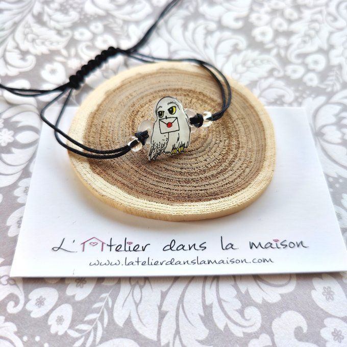 bracelet chouette blanche réglable
