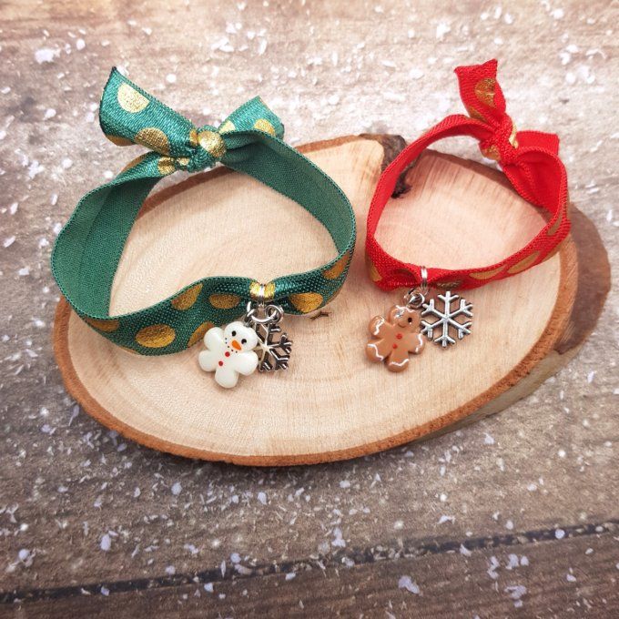 Bracelet élastique Noël bonhomme de neige ou pain d'épices