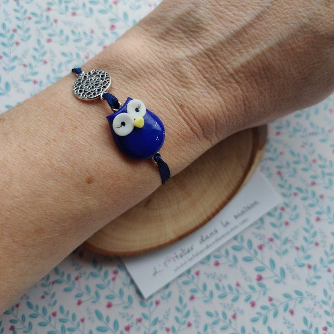 bracelet hibou bleu