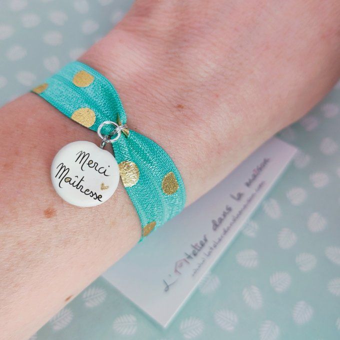 bracelet Merci Maitresse turquoise et doré