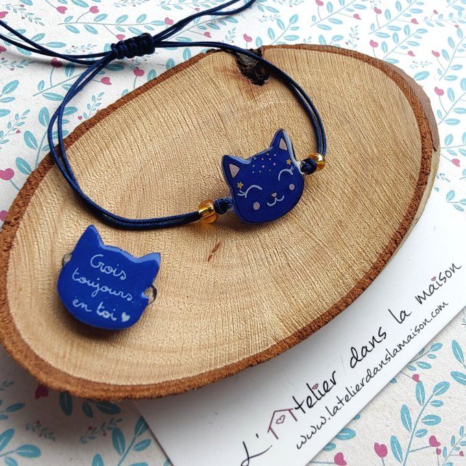 Bracelet chat galaxie Message Secret
