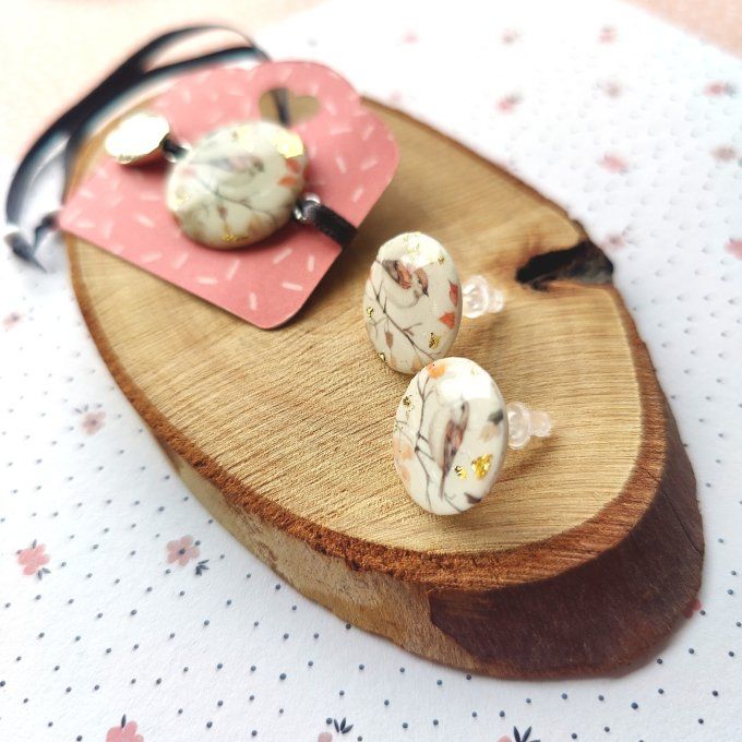 boucles avec ou sans perçage oiseau et bracelet