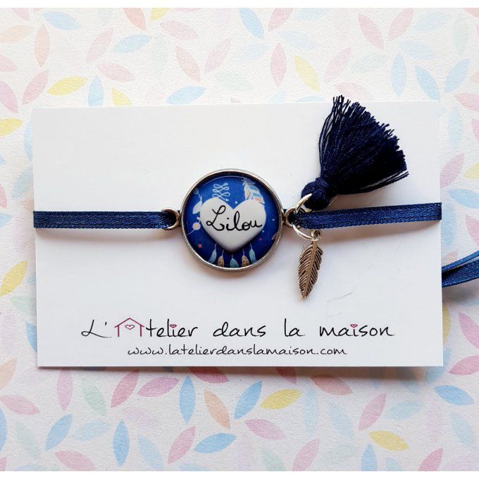 bracelet prénom personnalisable bleu nuit