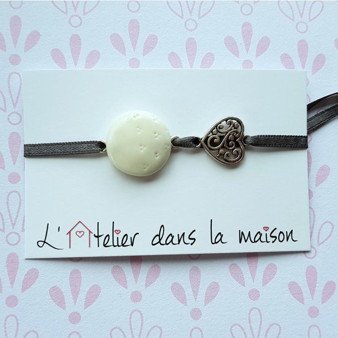 bracelet médaillon blanc coeur l'atelier dans la maison