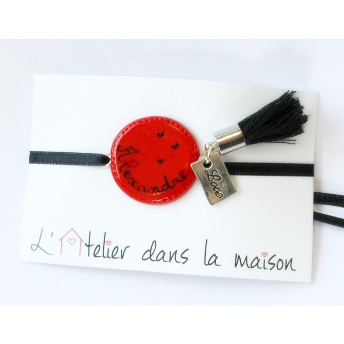 Bracelet avec prénom rouge personnalisable