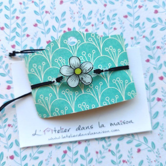 Bracelet réglable et personnalisable SUPER maitresse ou atsem fleur