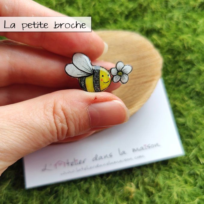 mini broche abeille et fleur