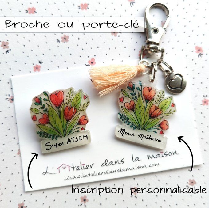 broche ou porte-clé idée cadeau pour maitresse