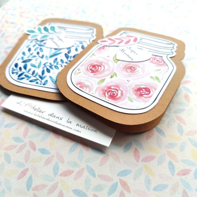 carte super maman coeur et roses