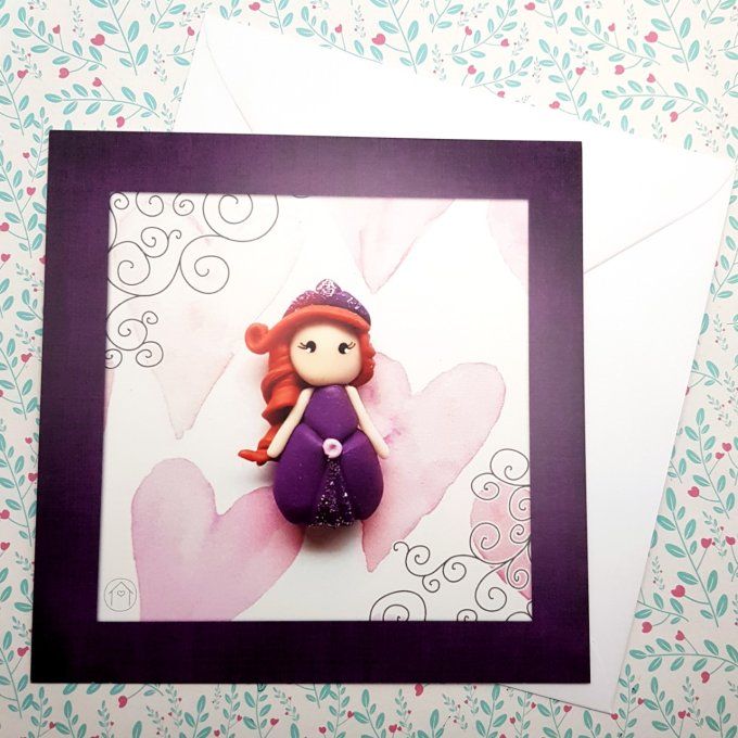 Carte Princesse tons violet